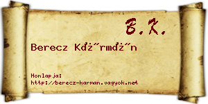 Berecz Kármán névjegykártya